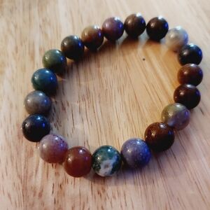 Natural Indian Agate Stretch Bracelet